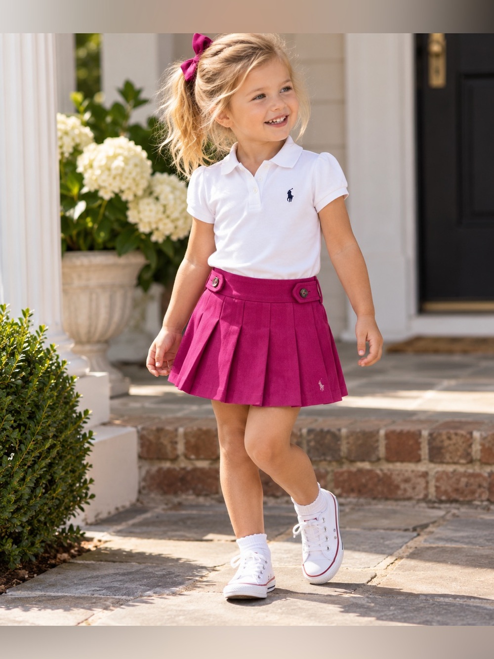 KIDS Polo Ralph Lauren Girls Pleated Skort Pink Built In Shorts Pony Size 4T